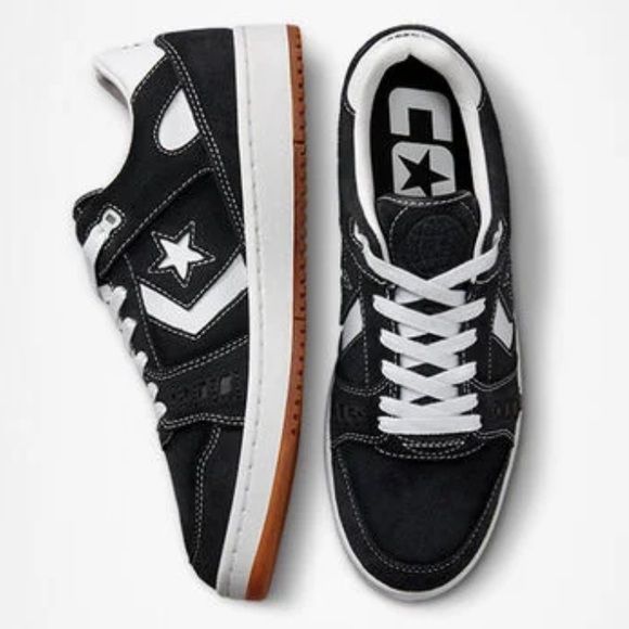 Converse Mens 11 AS-1 Pro Suede Leather Skateboarding Sneakers Shoes Black White - Picture 2 of 13